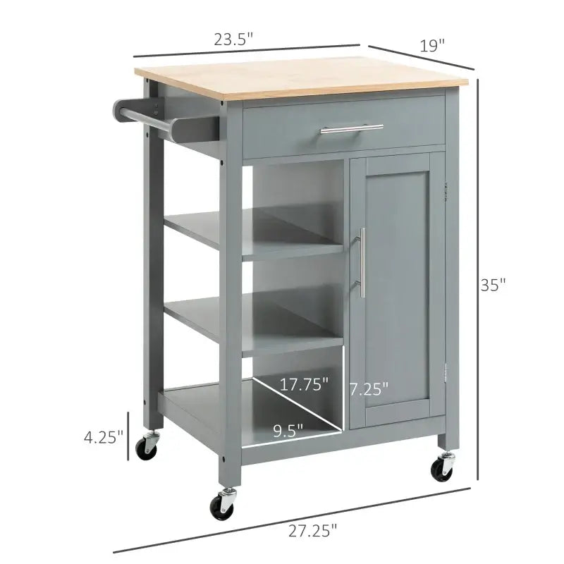 Kitchen Island Cart Mobile Kitchen Storage with Drawers & Shelves