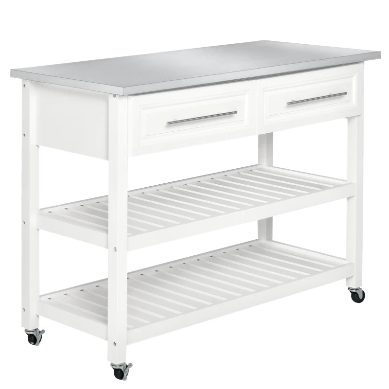 HOMCOM Kitchen Island with Stainless Steel Top
