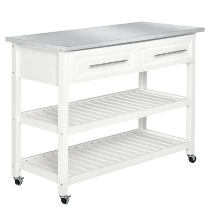 HOMCOM Kitchen Island with Stainless Steel Top