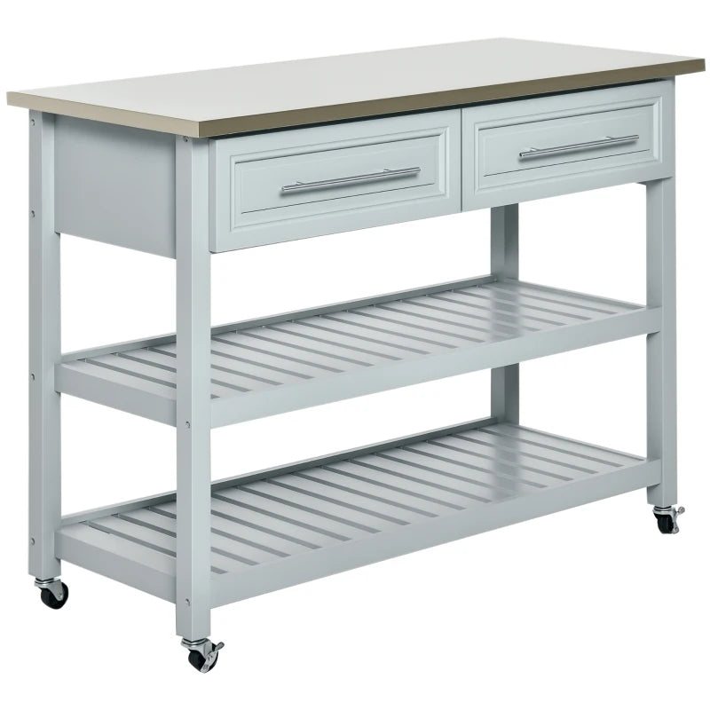 HOMCOM Kitchen Island with Stainless Steel Top