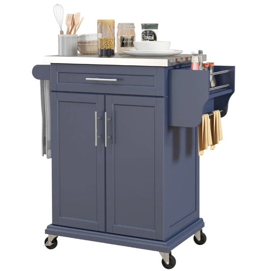 HOMCOM Kitchen Island with Wheels