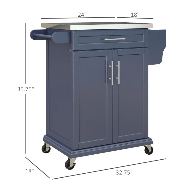 HOMCOM Kitchen Island with Wheels