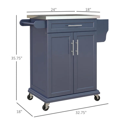HOMCOM Kitchen Island with Wheels