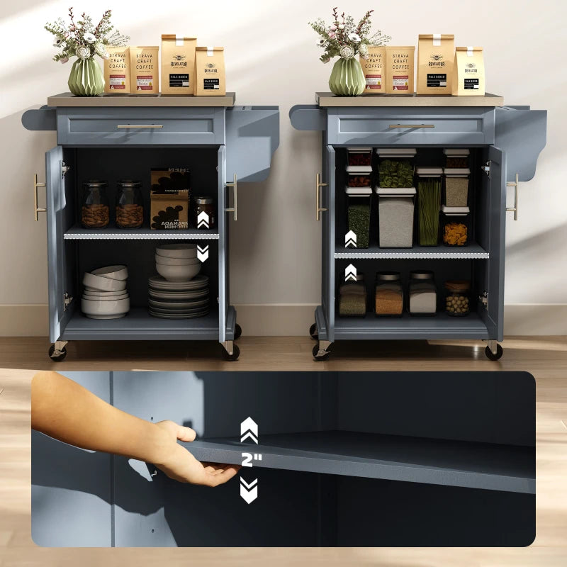 HOMCOM Kitchen Island with Wheels