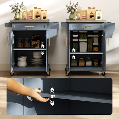 HOMCOM Kitchen Island with Wheels