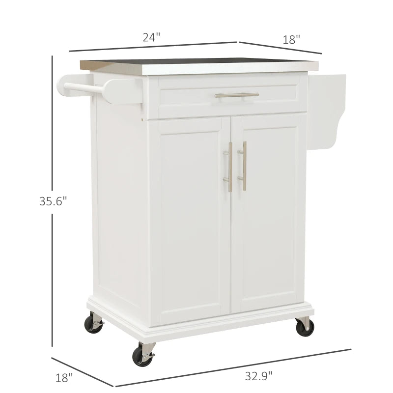HOMCOM Kitchen Island with Wheels