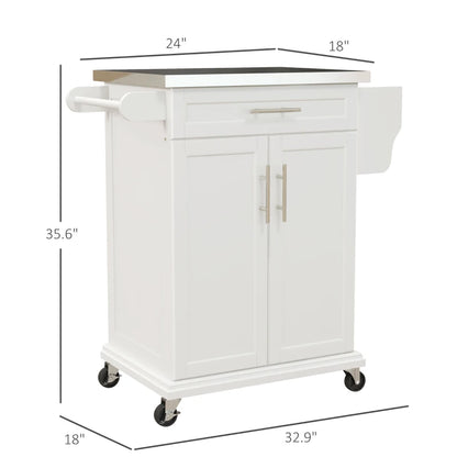 HOMCOM Kitchen Island with Wheels