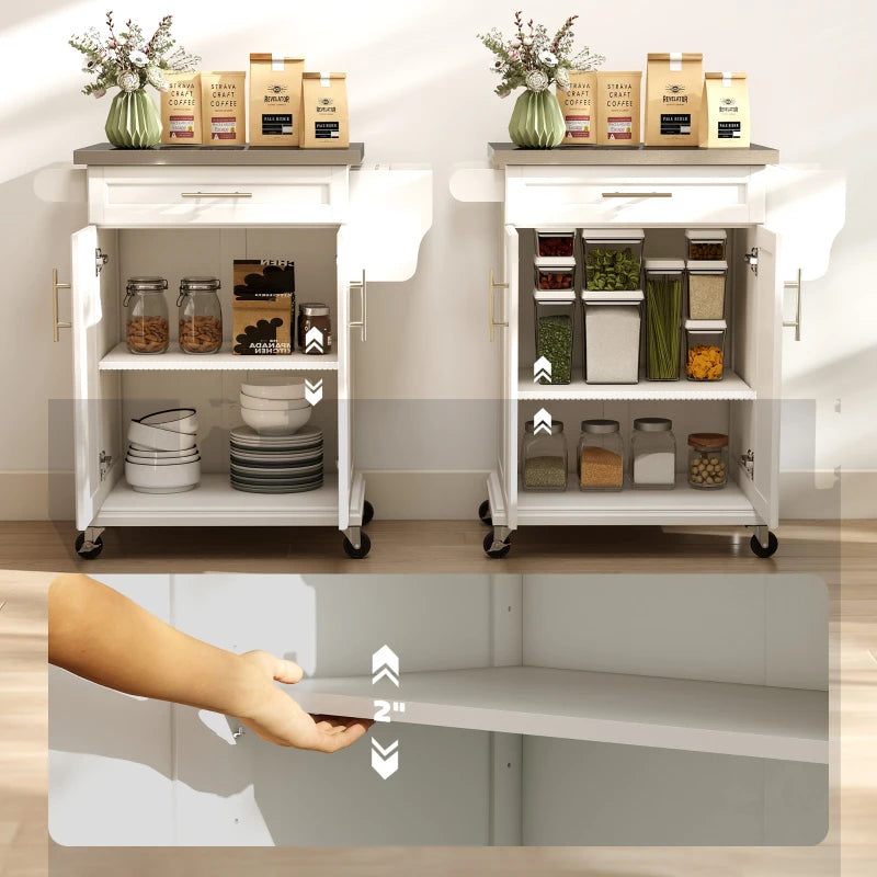 HOMCOM Kitchen Island with Wheels