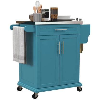 HOMCOM Kitchen Island with Wheels