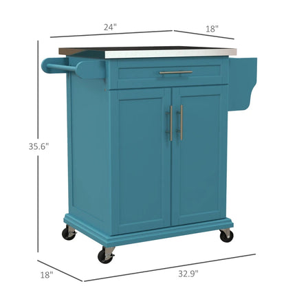 HOMCOM Kitchen Island with Wheels