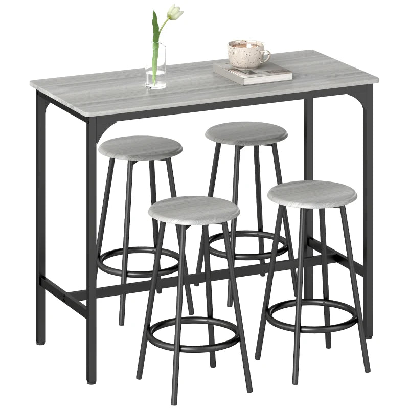 HOMCOM 5-Piece Counter Height Bar Table and Chairs Set