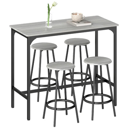 HOMCOM 5-Piece Counter Height Bar Table and Chairs Set