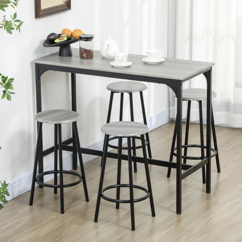 HOMCOM 5-Piece Counter Height Bar Table and Chairs Set