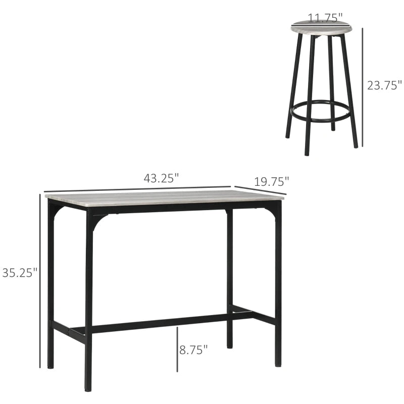 HOMCOM 5-Piece Counter Height Bar Table and Chairs Set