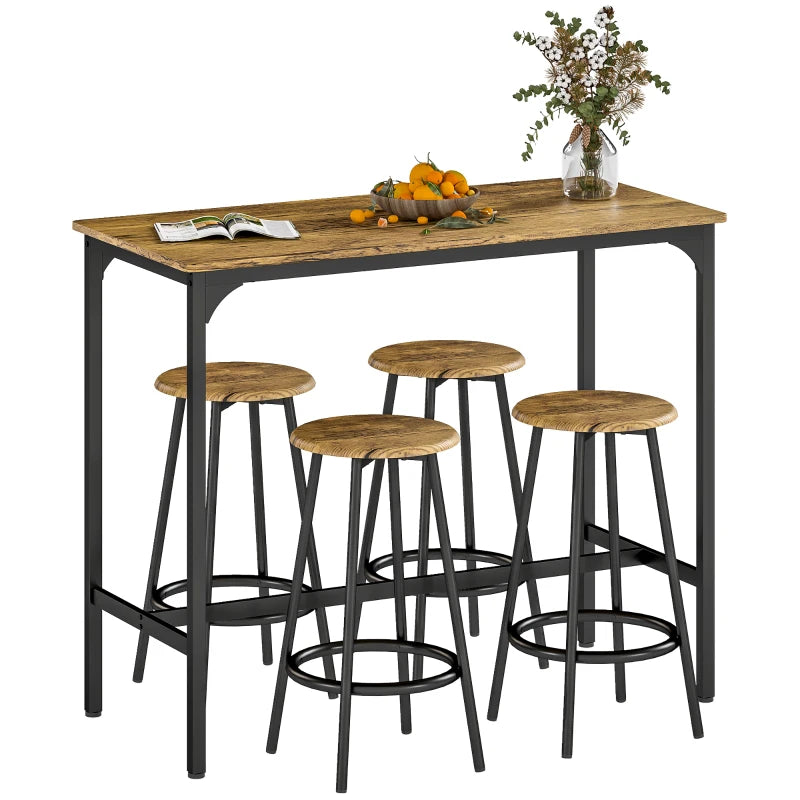 HOMCOM 5-Piece Counter Height Bar Table and Chairs Set