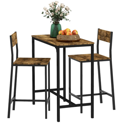 HOMCOM 3 Piece Industrial Counter Height Dining Table Set