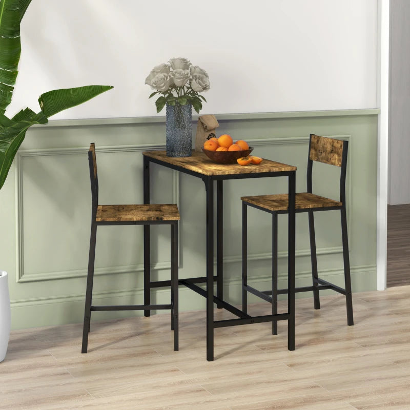 HOMCOM 3 Piece Industrial Counter Height Dining Table Set