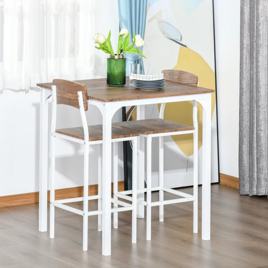 HOMCOM 3 Piece Industrial Counter Height Dining Table Set