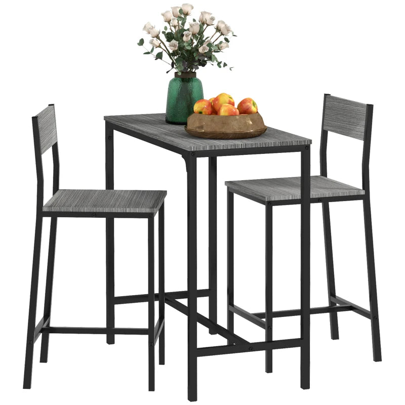 HOMCOM 3 Piece Industrial Counter Height Dining Table Set