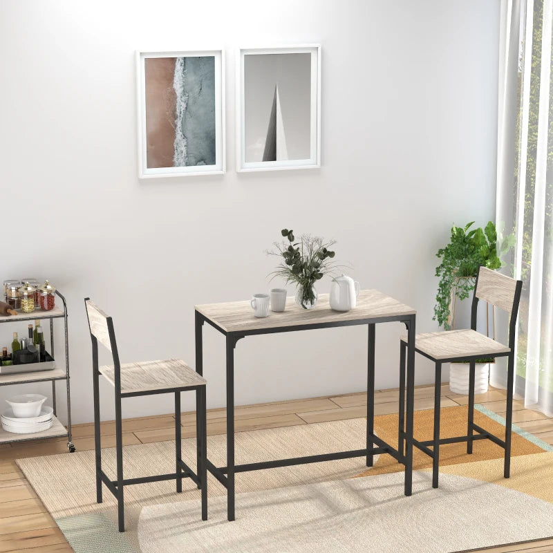 HOMCOM 3 Piece Industrial Counter Height Dining Table Set