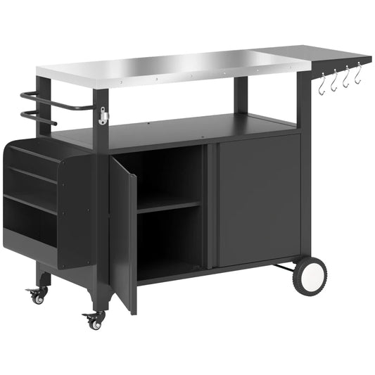 Stainless Outsunny Outdoor Grill Cart Table