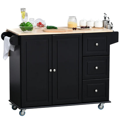 HOMCOM Mobile Kitchen Island with Drop Leaf