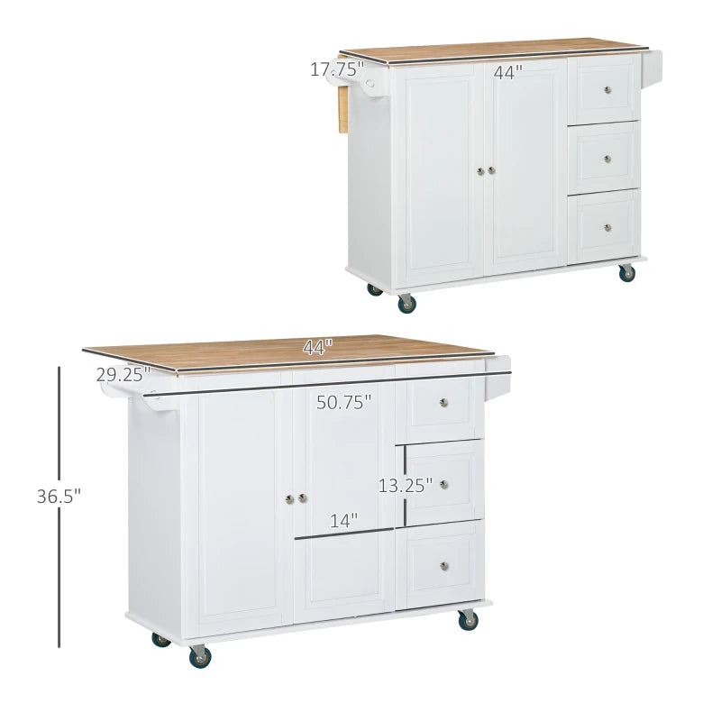 HOMCOM Mobile Kitchen Island with Drop Leaf