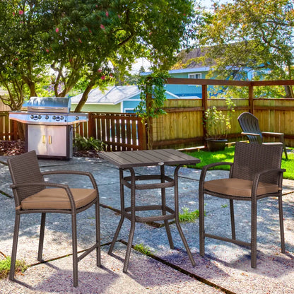 Outsunny 3 PCS Grain Top Rattan Wicker Bar Set 
