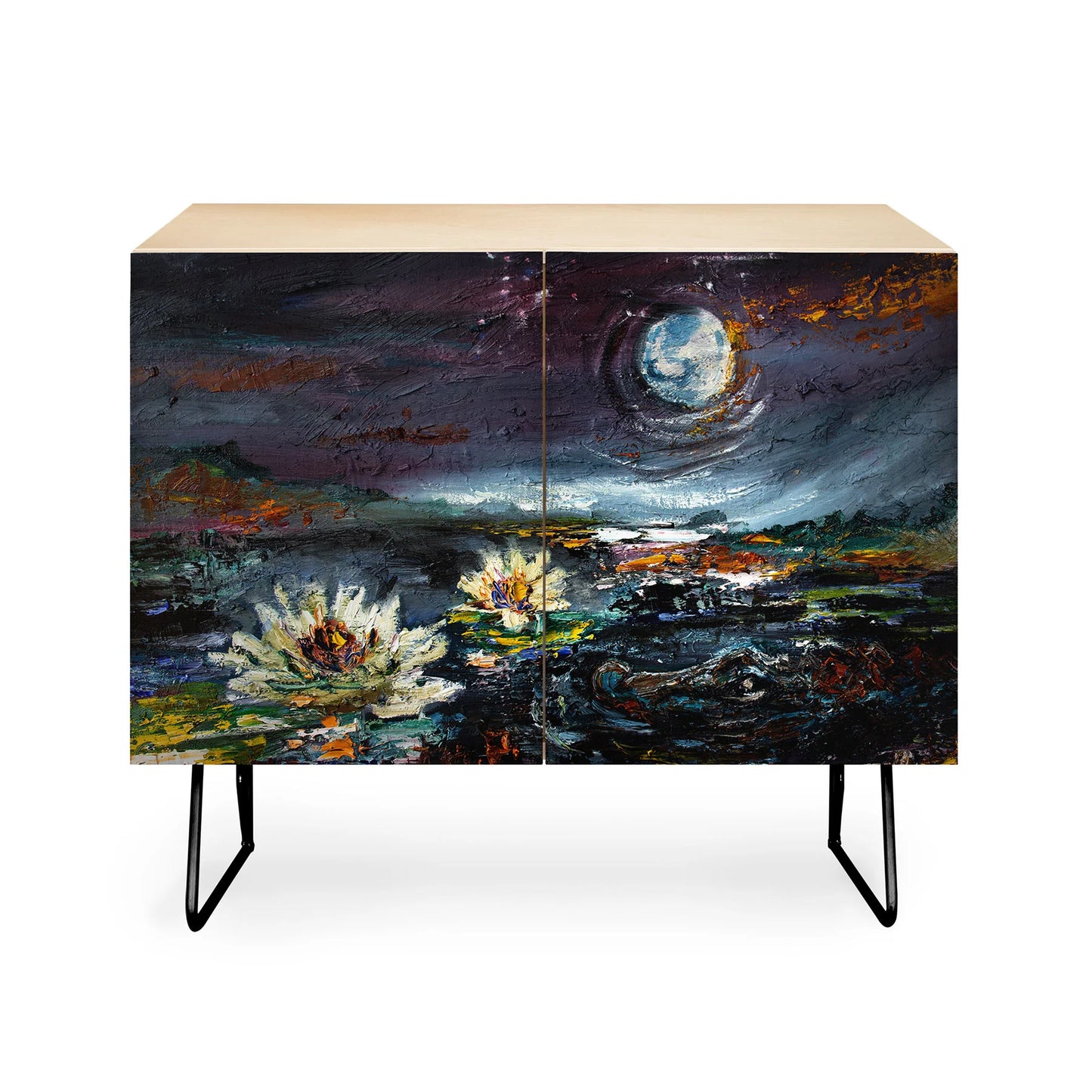 Fine art lily under the moon cabinet credenza