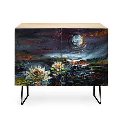 Fine art lily under the moon cabinet credenza