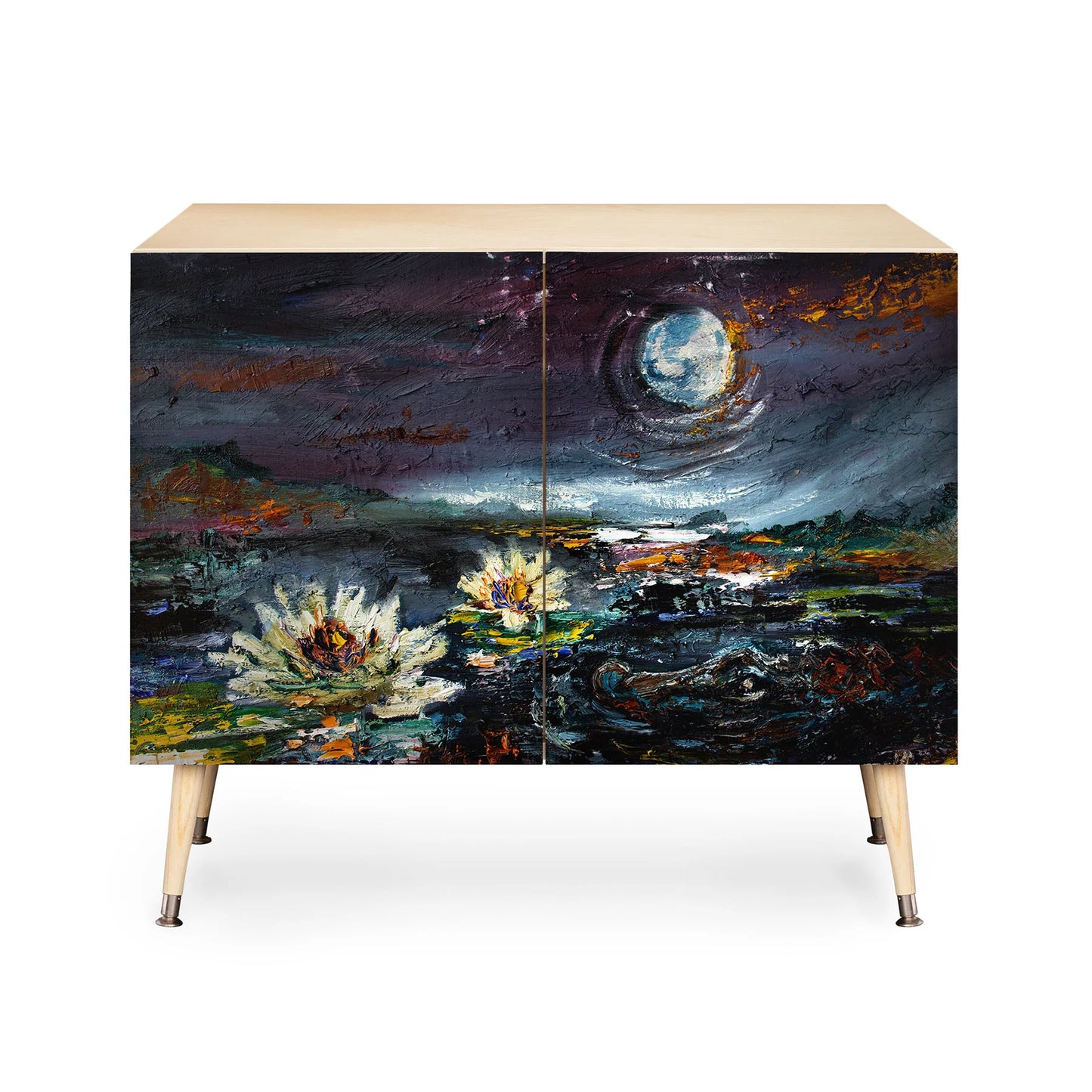 Fine art lily under the moon cabinet credenza