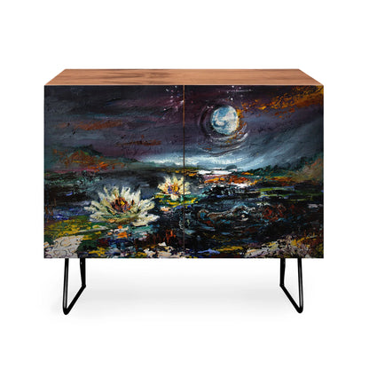 Fine art lily under the moon cabinet credenza