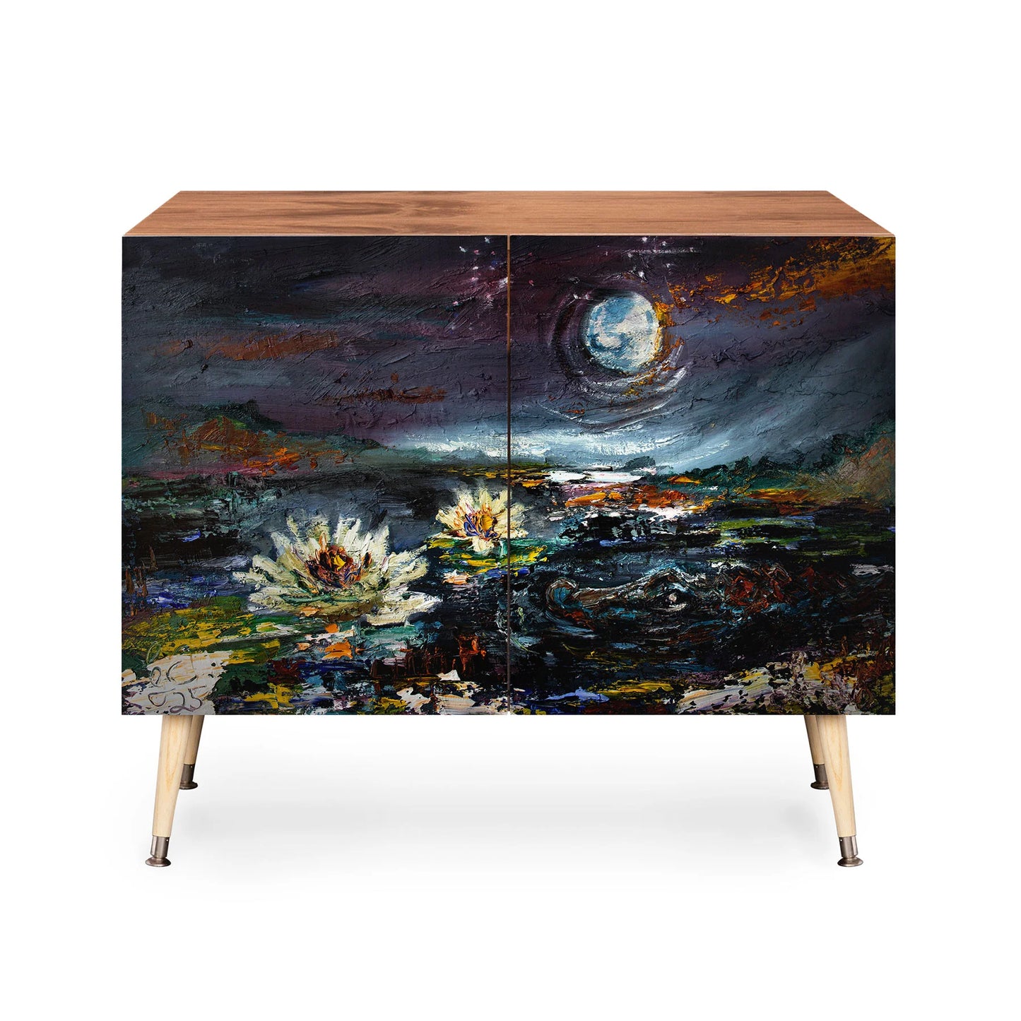 Fine art lily under the moon cabinet credenza