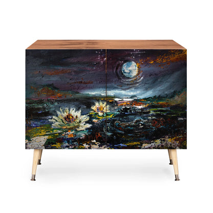 Fine art lily under the moon cabinet credenza
