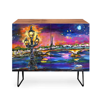 Fine art paris lights at night cabinet credenza