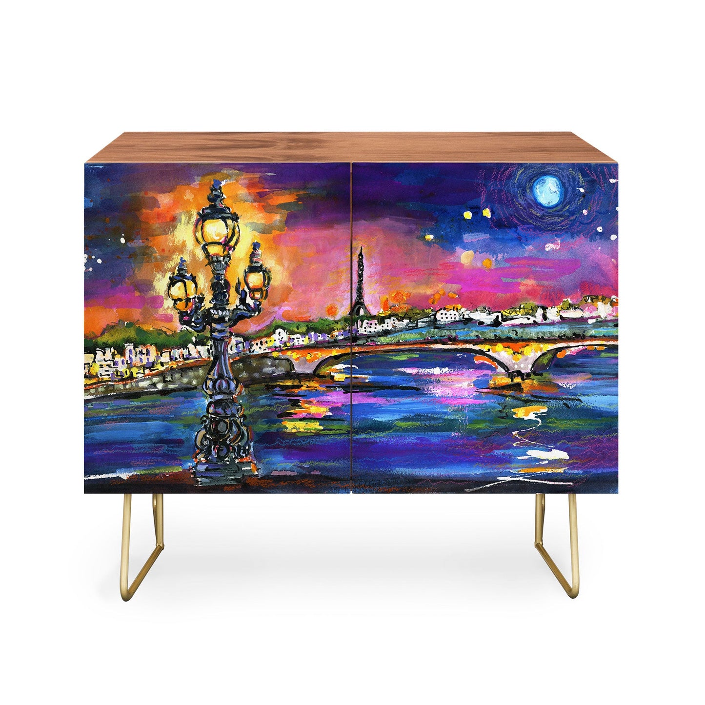Fine art paris lights at night cabinet credenza