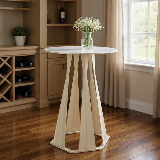26" White Marble Bar Table