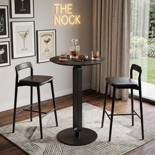 24" Black Wood Rounded Bar Table