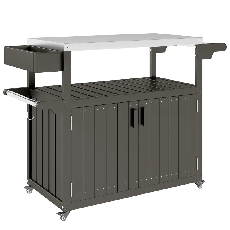Outsunny Outdoor Bar Cart with Storage