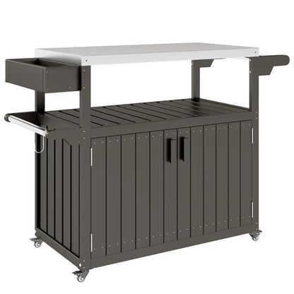 Outsunny Outdoor Bar Cart with Storage