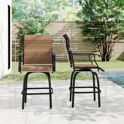 Outdoor Swivel Bar Stools with Armrests
