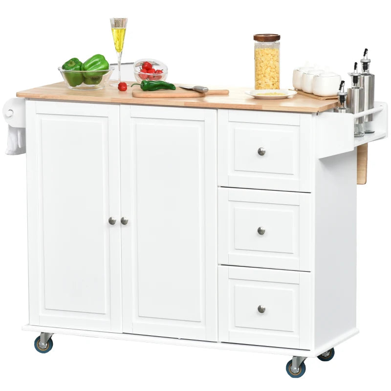 HOMCOM Mobile Kitchen Island with Drop Leaf