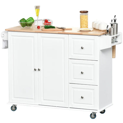 HOMCOM Mobile Kitchen Island with Drop Leaf