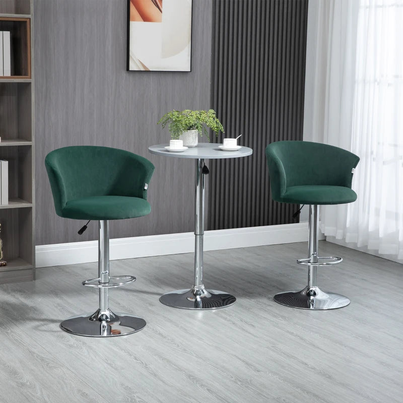 HOMCOM Modern Upholstered Adjustable Barstools with Swivel Seat