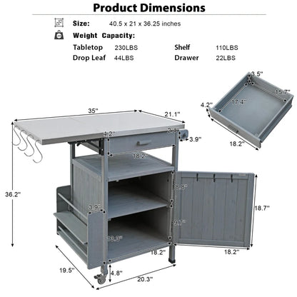 Outdoor Grill Cart with Stainless Steel Top