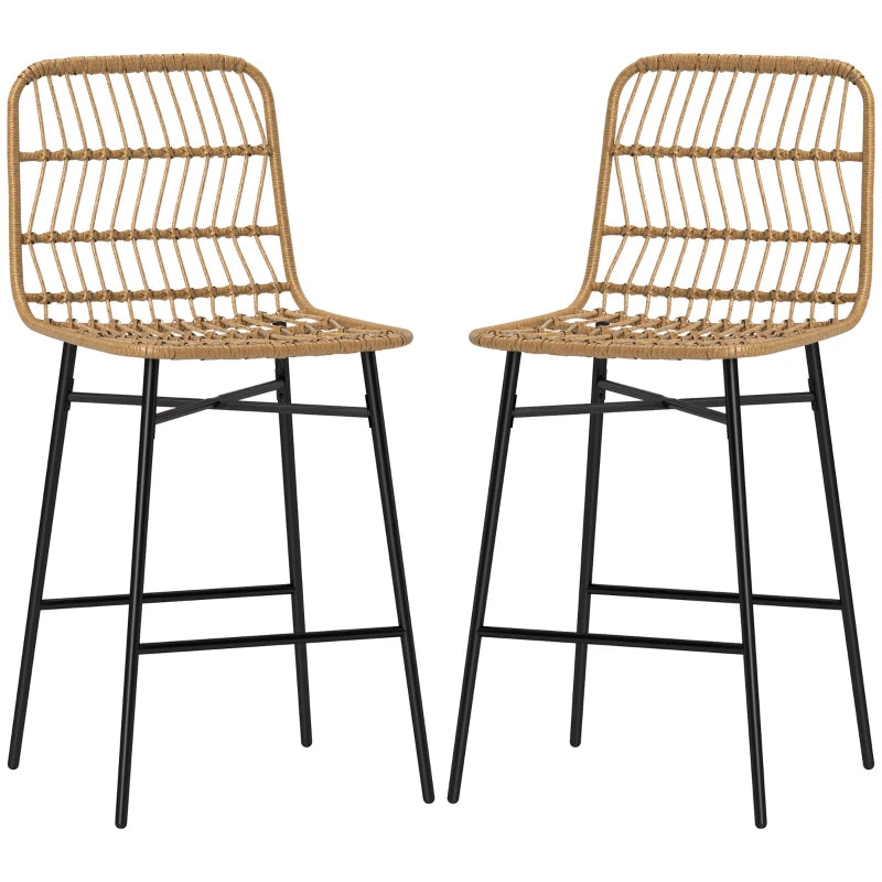 HOMCOM Set of 4 Rattan Barstools