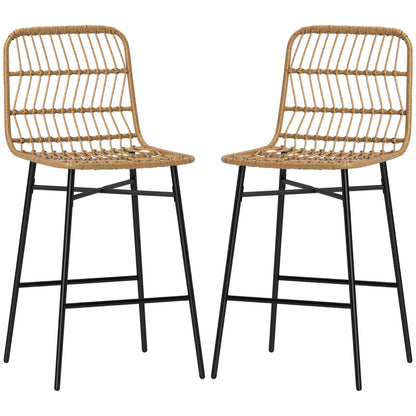 HOMCOM Set of 4 Rattan Barstools