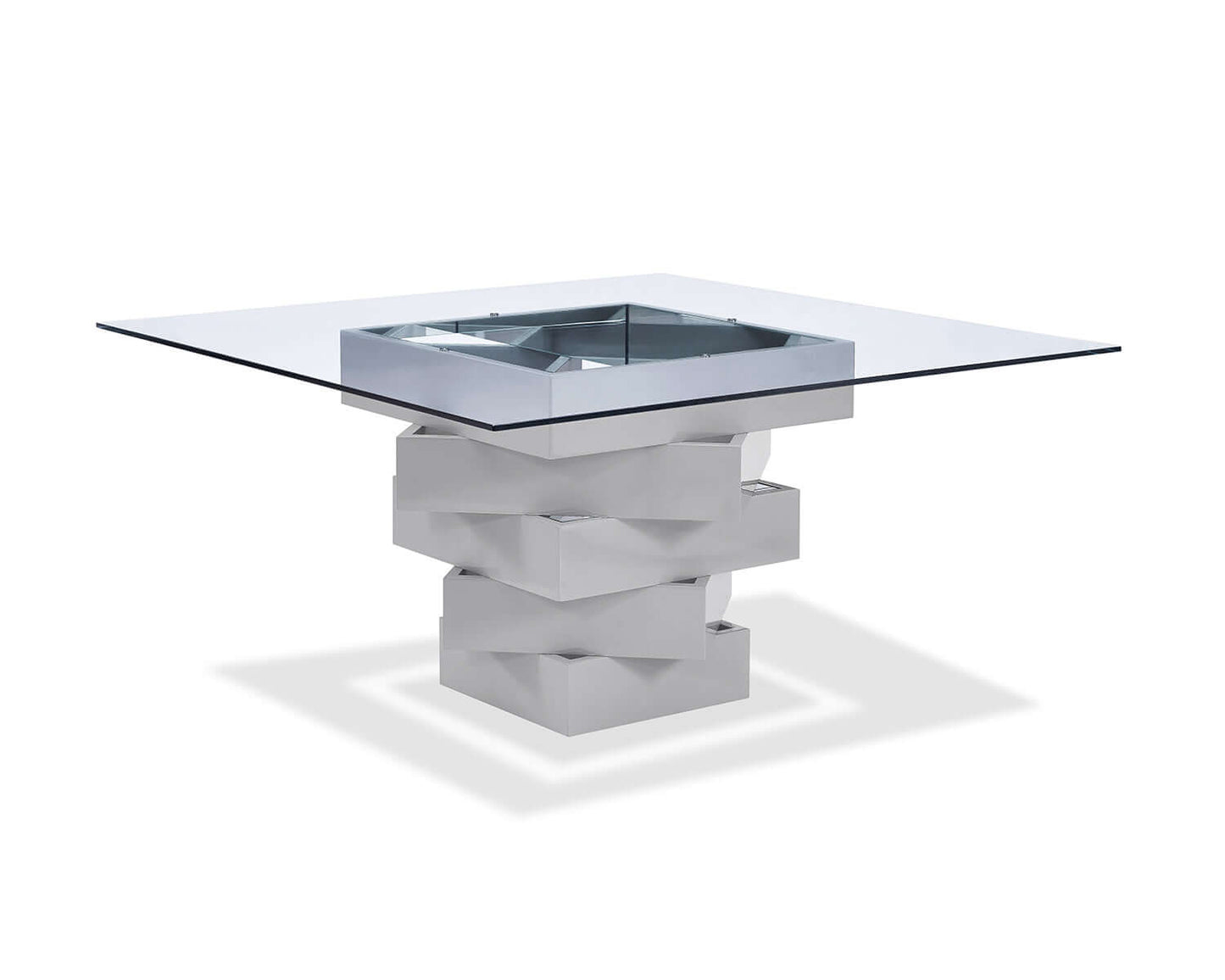 Homeroots 59 Clear And Gray Glass Solid Wood Dining Table showcasing modern design with clear glass and gray wooden base.