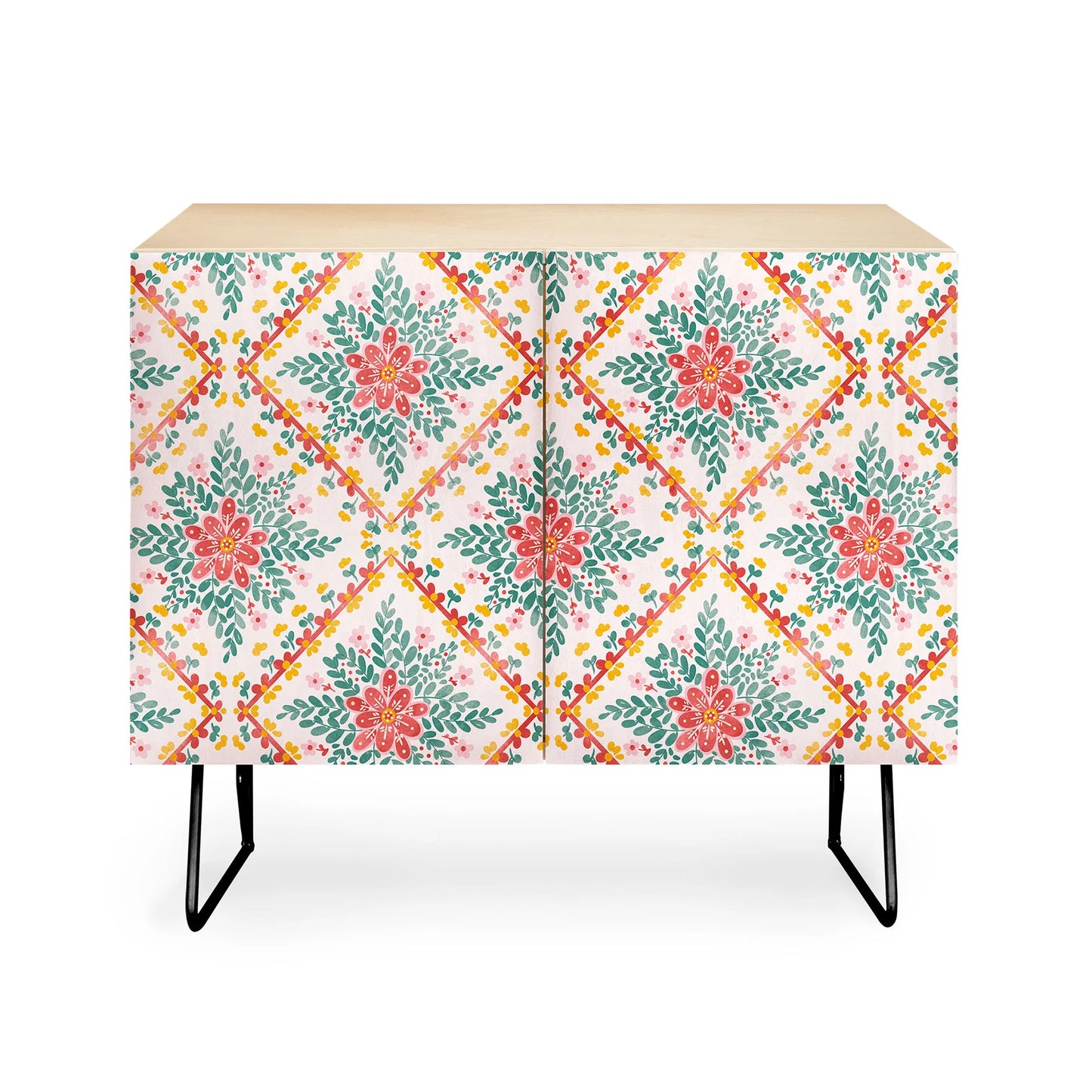 Marta barragan chic floral geometry cabinet credenza