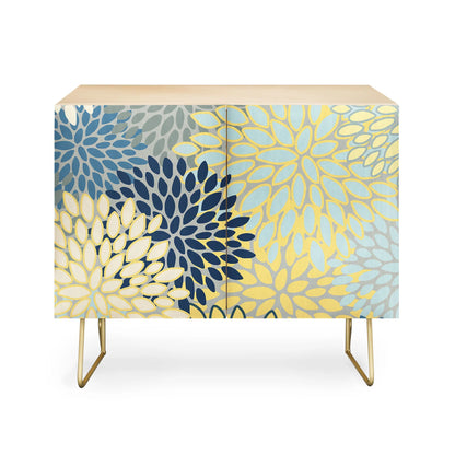 Megan morris yellow gray blue credenza cabinet